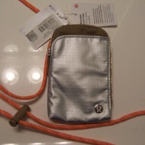 Lululemon Silver and Wearable Card Case with Orange Strap NWT